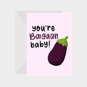 Baigaan (aubergine) carte de voeux Desi drôle 5 x 7 sud-asiatique - Parfaite pour les anniversaires et autres occasions spéciales