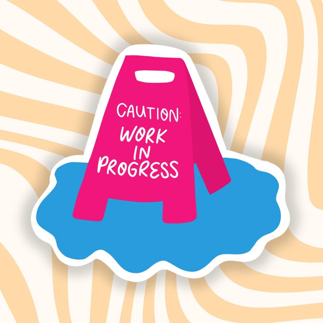 Caution Work in Progress Vinyl Glossy Die Cut Sticker - Etsy