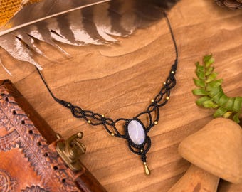 Handmade micro-macrame necklace with moonstone • energy necklace • gift • talisman • spiritual feminine