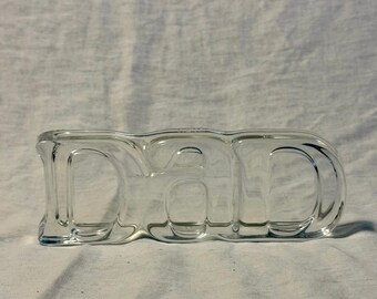Vintage 1982 Avon Fostoria Glass DAD Briefbeschwerer, klares Kristall Vatertag Sammlerstück