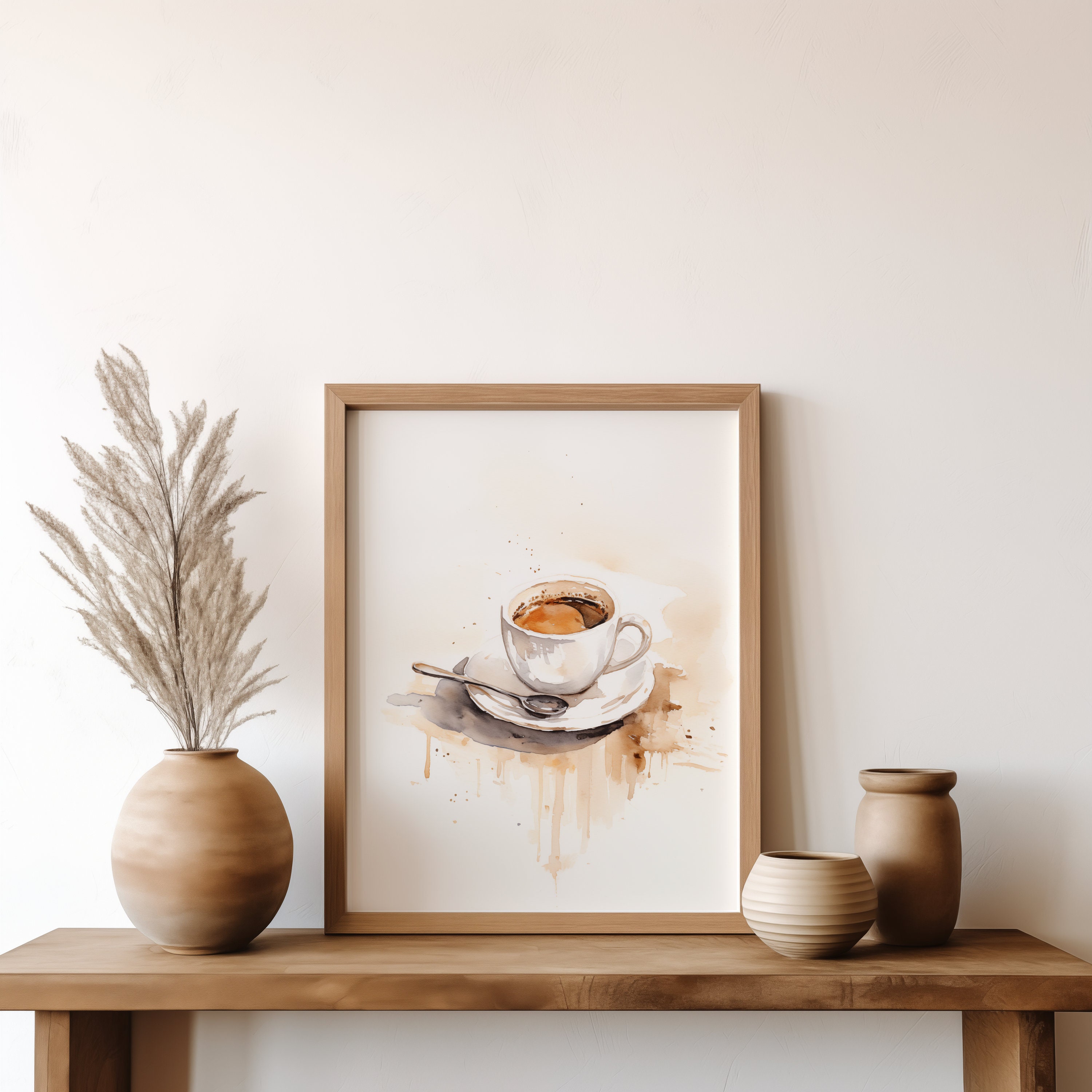 Cafetera italiana con café molido en la pared, impresión sobre lienzo,  moderna para el hogar, oficina, sala de estar, dormitorio, pintura, pared