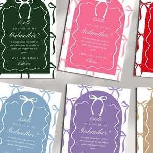 Tarjeta de propuesta de padrino personalizada Tarjeta de invitación de madrina Tarjeta de caja de regalo personalizada con la pregunta ¿Quieres ser mi madrina? Invitación digital