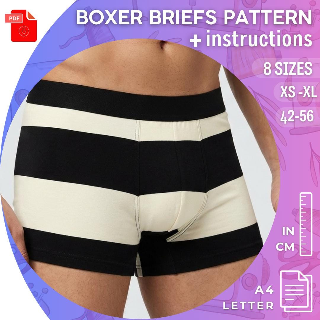 Basic Men’s Boxer Briefs PDF Sewing Pattern Stretch Underwear Template ...