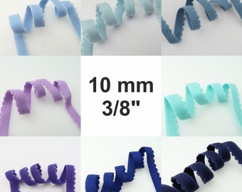 10mm 3/8" Elastic Picot Edging Both Sides Plush Lingerie Elastic 9 COLORS Stretch Elastic Narrow Plush Backed Bra Band Making Underwire L410
