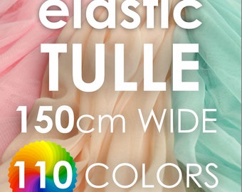 Weicher 2Way STRETCH TÜLL Stoff 150cm breit 110 FARBEN Grosshandel Illusion Nylon Tüll Dekoration Stoff Transparent Netting Power Mesh Netz