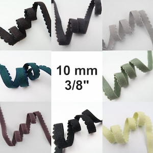 10 mm 3/8 "Elastische Picotkante Beidseitig Plüsch-Dessous Elastisch 9 FARBEN Stretch Elastisch Schmaler Plüsch-BH-Band, der Bügel bildet."
