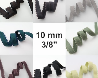 10mm 3/8" Elastic Picot Edging Both Sides Plush Lingerie Elastic 9 COLORS Stretch Elastic Narrow Plush Backed Bra Band Making Underwire