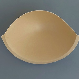 Puede incluir: Un inserto de copa de sujetador beige hecho de espuma.