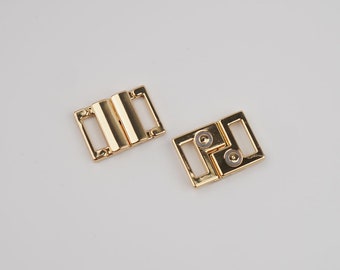 Premium 3/8" (10mm) Gold Metal Alloy Bra Buckle Closure Bikini Clasp Bra Front Closures Lingerie Clips Fastener for Underwear with Lock