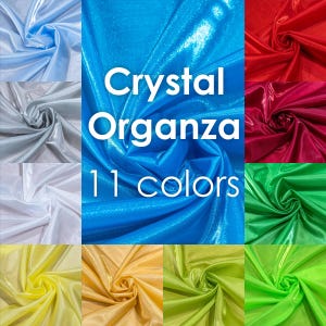 Crystal Organza Fabric 110 cm / 43” Wide 11 Colors Sheer Shiny Twinkle Organza Material for Puffy Dresses Decor Fluffy Skirts Apparel DIY