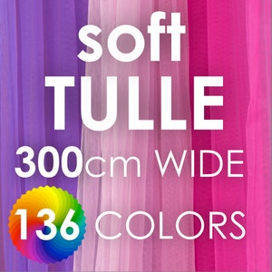Tissu en tulle doux de 130 cm de large ! 136 couleurs ! Vente en gros de tulle en nylon illusion pour voiles