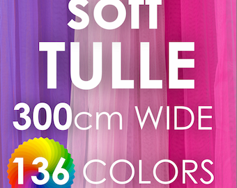 May include: Soft tulle fabric in a variety of colours. The fabric is 300 cm wide and comes in 136 colours.