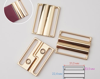 Premium 1 1/8" (30mm) Gold Bra Buckle Closure White Bronze Bikini Clasp Bra Front Closures Lingerie Clips Fastener for Underwear with Lock