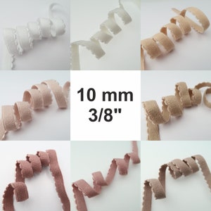 10 mm 3/8 "Elastische Picot Kante Beide Seiten Plüsch Dessous Elastische 9 FARBEN Stretch Elastisch Schmaler Plüsch BH-Band, das Bügel bildet L410