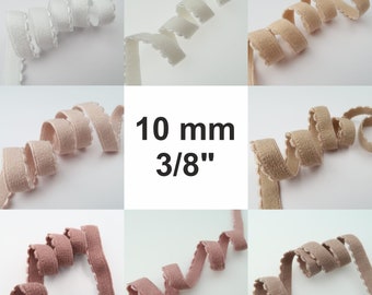 10mm 3/8" Elastic Picot Edging Both Sides Plush Lingerie Elastic 9 COLORS Stretch Elastic Narrow Plush Backed Bra Band Making Underwire L410