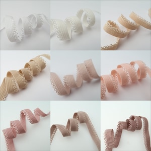 9mm 3/8" FINISHING ELASTIC Picot Bordüre Plush Backed Dekorative Bund Gummiband Zierleiste Schmal Unterwäsche machen Bügel Nähen