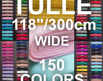 ¡Tela de tul suave de 118 "de ancho! ¡150 COLORES! Tul de nailon con ilusión de tul al por mayor para velos Vestido de tutú de jaula de pájaros Tela de decoración de fiesta de tul