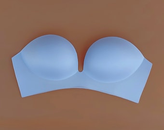 White Solid One Piece Insert Bra Pads Deep Cut Large Push-up Round Neckline Bra Insert Sew in Bra Strapless Prom Gown Evening Wedding Dress