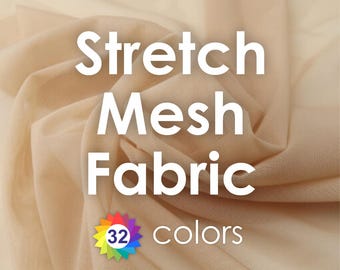 Stretch Mesh Fabric by the Yard 150cm/59" Sheer Transparent Soft Power Net Elastic for Bra Making, Underwear, Dance Costumes, Stagewear