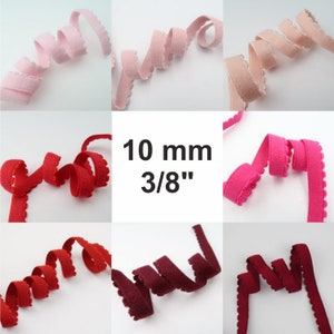 10 mm 3/8 "Elastische Picotkante Beidseitig Plüsch-Dessous Elastisch 9 FARBEN Stretch Elastisch Schmaler Plüsch-BH-Band, der Bügel bildet."