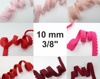 10mm 3/8" Elastic Picot Edging Both Sides Plush Lingerie Elastic 9 COLORS Stretch Elastic Narrow Plush Backed Bra Band Making Underwire