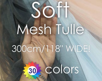 Tela de tul ultrasuave de primera calidad de 300 cm/118" de ancho. Malla de ilusión para ropa formal, decoración de fiestas, bodas, vestidos de noche, tela de red de nailon al por mayor.