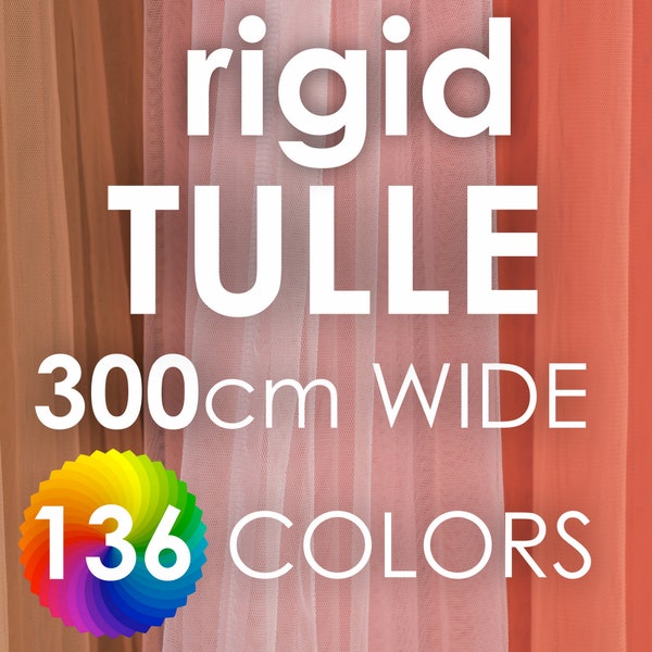 Rigid Tulle Fabric 118" WIDE! 136 COLORS Wholesale Hard Net Tulle Non-Stretch Mesh Crinoline Petticoat Netting Fabric Give Volume to Dresses