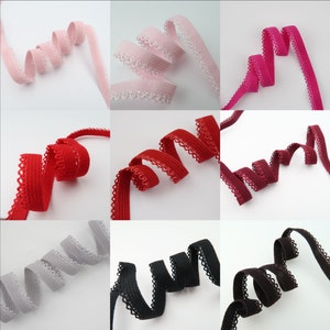 9mm 3/8" FINISHING ELASTIC Picot Bordüre Plush Backed Dekorative Bund Gummiband Zierleiste Schmal Unterwäsche machen Bügel Nähen