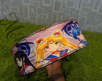 Cintura in pelle Sailor Moon con leva: cintura da palestra per powerlifting ispirata agli anime.