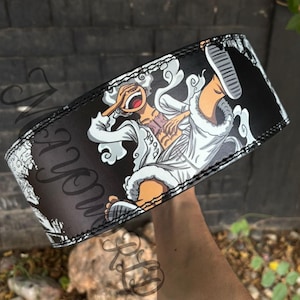 One Piece Luffy Anime Leather Lever Belt: 4&quot; Powerlifting Deadlifting Gym Belt