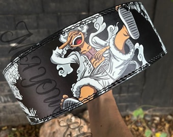 One Piece Luffy Anime Leather Lever Belt: 4" Powerlifting Deadlifting Gym Belt