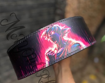 Goku Anime Leather Lever Belt: Custom Powerlifting Gym Belt