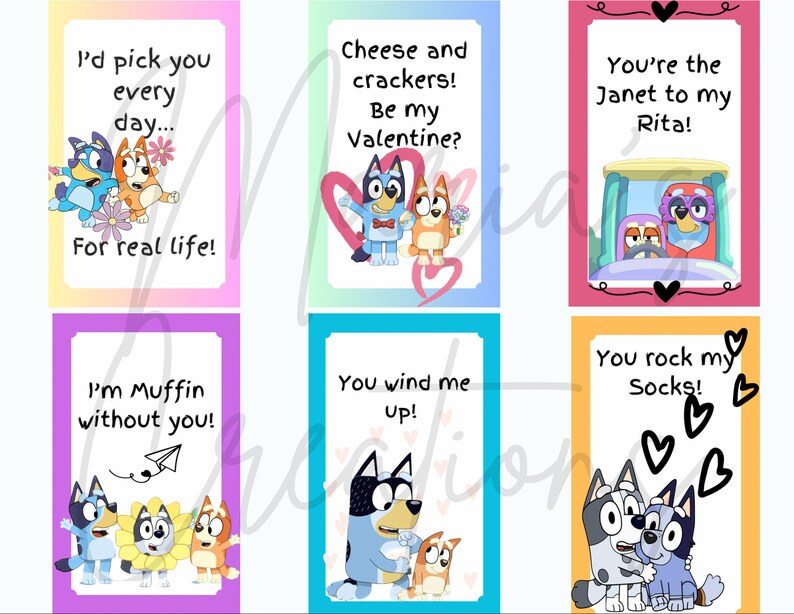 Bluey Valentines Day Printable Cards Etsy
