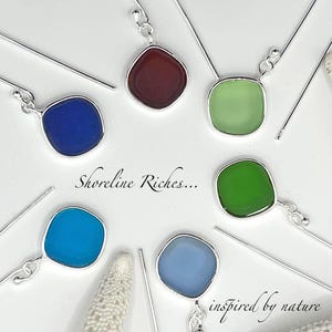 Sea glass long stem earrings STUNNING ...in a variety of rare colours Azure Cobalt Cornflower Emerald Seafoam and Ruby