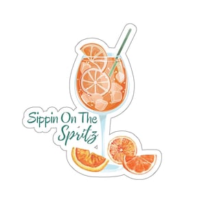 スプリッツを飲みながら飲むアペロール スプリッツ キスカット ステッカー/アペロール スプリッツ コンピュータ ステッカー/イタリア テーマ ステッカー/イタリア好きへのギフト/ラップトップ ステッカー