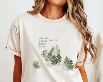 Camiseta con colores reconfortantes y escrituras, camiseta para cristianos, camiseta de iglesia, regalo de confirmación, ropa basada en la fe, camiseta de naturaleza al aire libre, Biblia