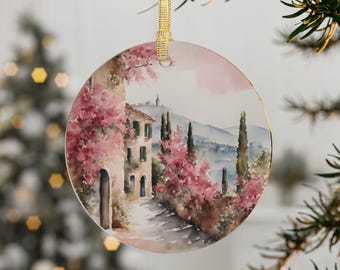 Toscane Toile-kerstornament: roze souvenircadeau Italië
