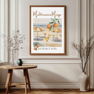 Mediterranean Mirage La Dolce Vita Italian Cocktails Poster, Bar Cart Poster, Trendy Art, Minimalist Italy Retro Print, Signature Drink Art