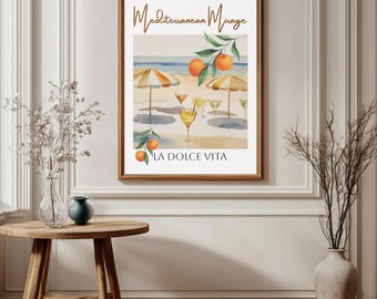 La Dolce Vita Print: Retro Italian Cocktails, Mediterranean Art