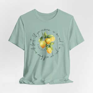 Italy Lemon Scripture T-shirt: Faith Based Amalfi Coast Tee Dusty Blue