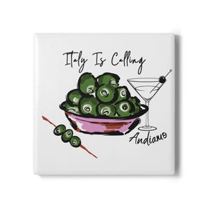 Italy Is Calling Olives Coasters, Italian Dolce Vita Home Decor, Mediterranean Drink Coasters, Travel Lover Gift, Italy home Gifts, Martini