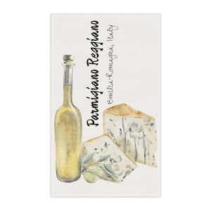 Parmigiano Reggiano Tea Towel, Italian Cheese Gift, Italian Kitchen Decor, Italy Inspired Dish Towel, Olive Oil, Wine Club Gift, Vino Decor