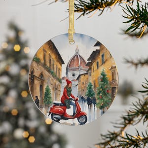 Florence Italy Duomo Vespa Christmas Ornament l Italy Souvenir l Italy gift for her l Italy Ornament  l Travel memories l Italy Keepsake
