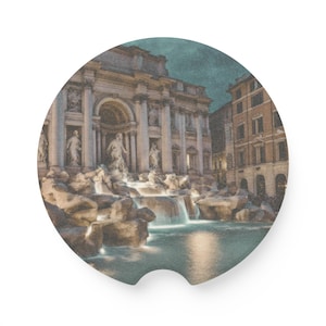 Trevi Fountain Rome Italy Car Coaster New Driver Gift Vacation Italian Vibes Gift For Italy Lovers Wanderlust Single Traveler Roma Vacation