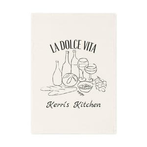Op maat gemaakte La Dolce Vita keukentheedoek: Italiaans foodiecadeau