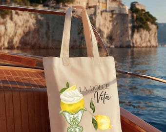 La Dolce Vita Lemon Print Tote Bag | Italy Travel Gift