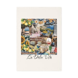 Theedoek van biologisch katoen La Dolce Vita: Italiaans keukendecor