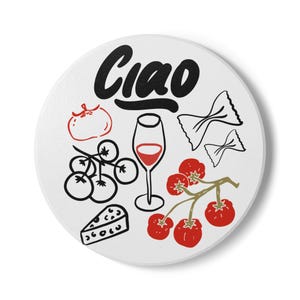 Ciao Italy Ceramic Coaster Set, Italian Dolce Vita Home Decor, Mediterranean Drink Coasters, Travel Lover Gift, Kitchen Table Accessories