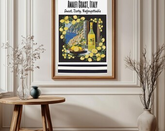 Amalfi Coast Limoncello Poster: Retro Italy Wall Art (Printable)