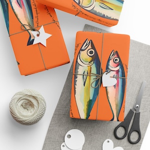 Sardine Gift Wrap, Gift Wrap for Him, Wrapping Paper for Dad, Fish Wrapping Paper, Father&#39;s Day Gift Wrapping, Trout Bass Striper Wrapping